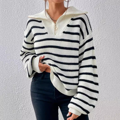 Damen stylischer Strickpullover mit hochgeschlossenem Kragen und lässigem Schnitt Merchesia