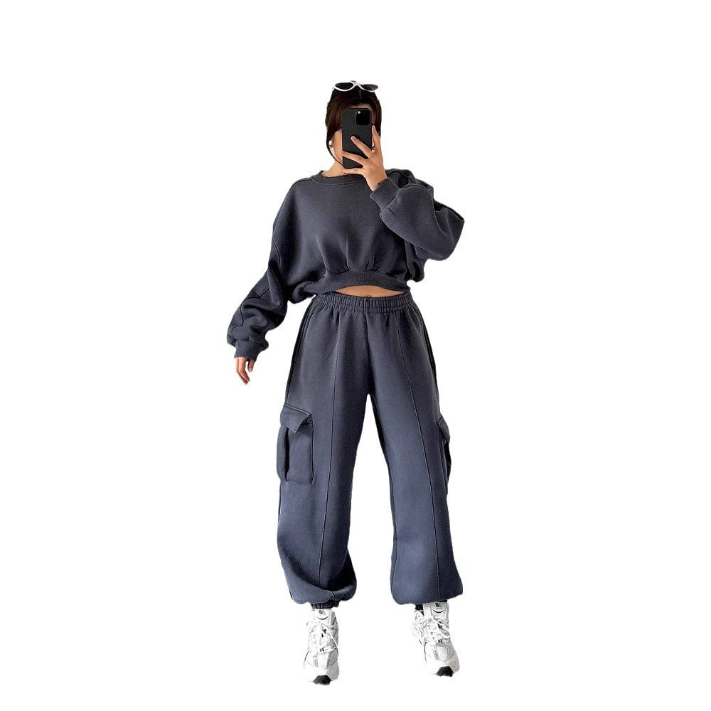 Damen Bequemer Freizeitanzug mit lässigem Schnitt und praktischen Taschen Merchesia