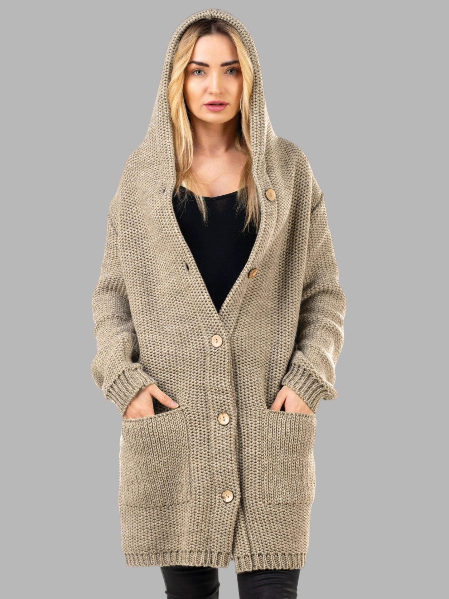 Damen Strickmantel mit hochwertigem Material und praktischen Taschen Merchesia