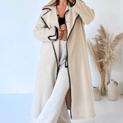 Damen Eleganter und komfortabler Überwurfmantel mit feinen Kontrastnähten Merchesia