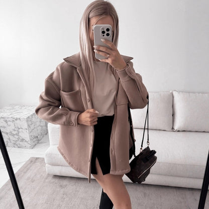 Damen Lässige Overshirtjacke mit praktischen Taschen Merchesia