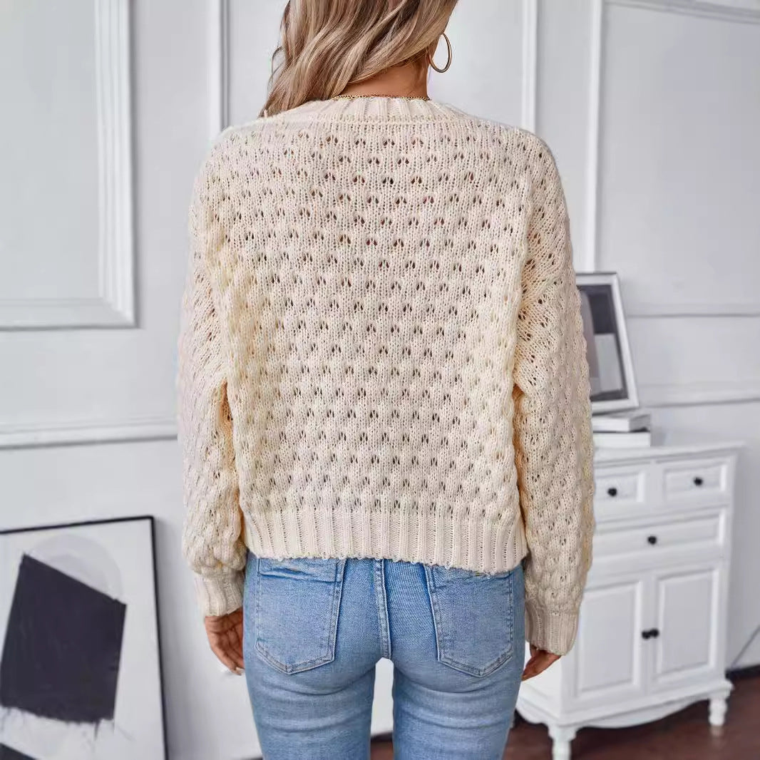 Damen gemütlicher Strickpullover mit strukturiertem Zopfmuster und lässigem Schnitt Merchesia