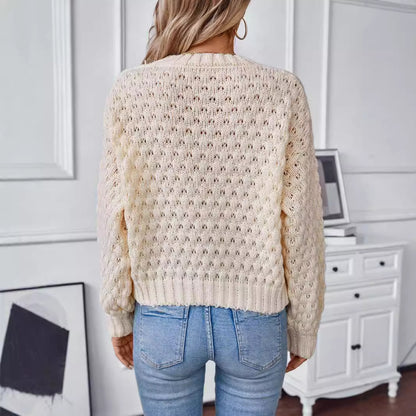 Damen gemütlicher Strickpullover mit strukturiertem Zopfmuster und lässigem Schnitt Merchesia