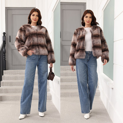 Damen Elegante und warme Kunstpelzjacke Merchesia