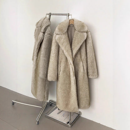 Damen Langhaarmantel für elegante Anlässe Merchesia