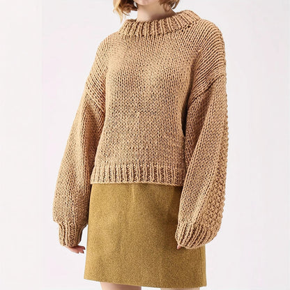 Damen Grobstrickpullover mit weitem Schnitt und Oversized-Ärmeln Merchesia