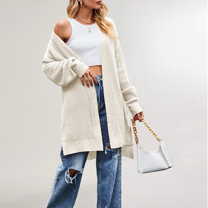 Damen lässige Strickjacke mit offenem Design und weiten Ärmeln Merchesia