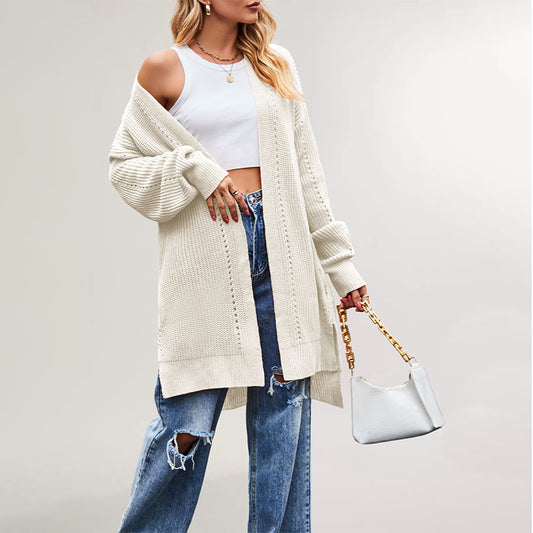 Damen lässige Strickjacke mit offenem Design und weiten Ärmeln Merchesia