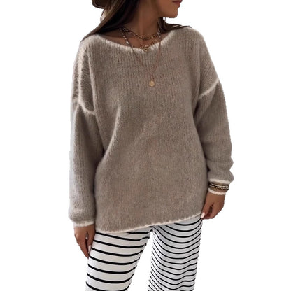 Damen Übergroßer Strickpullover mit luftigen Ärmeln Merchesia