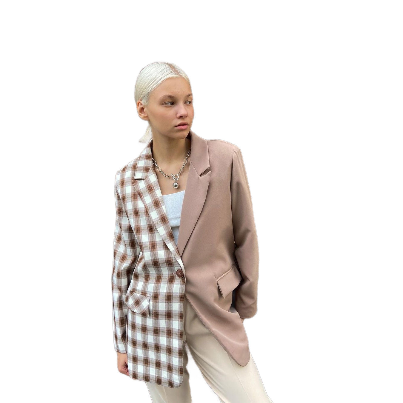 Damen Karierter Blazer mit weichem Schnitt Merchesia