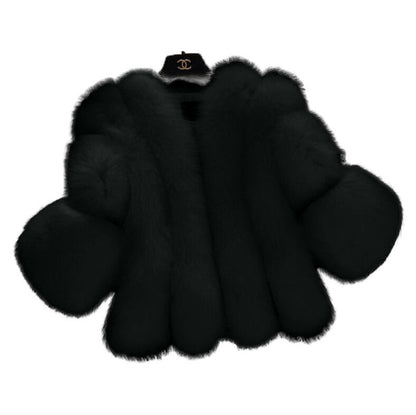 Damen Flauschiger Kunstpelzmantel mit weit geschnittenen Ärmeln Merchesia