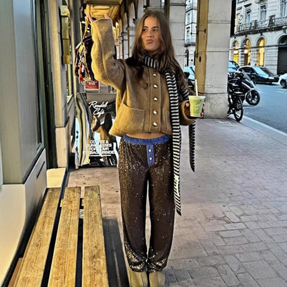 Damen Glamouröses Lounge-Set mit Pailletten Merchesia