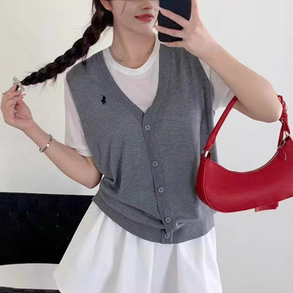 Damen Strickweste mit V-Ausschnitt Merchesia