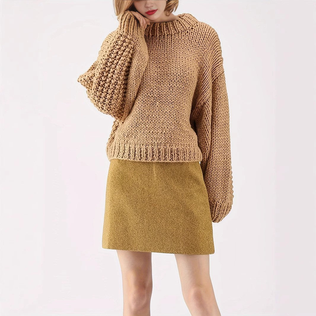 Damen Grobstrickpullover mit weitem Schnitt und Oversized-Ärmeln Merchesia