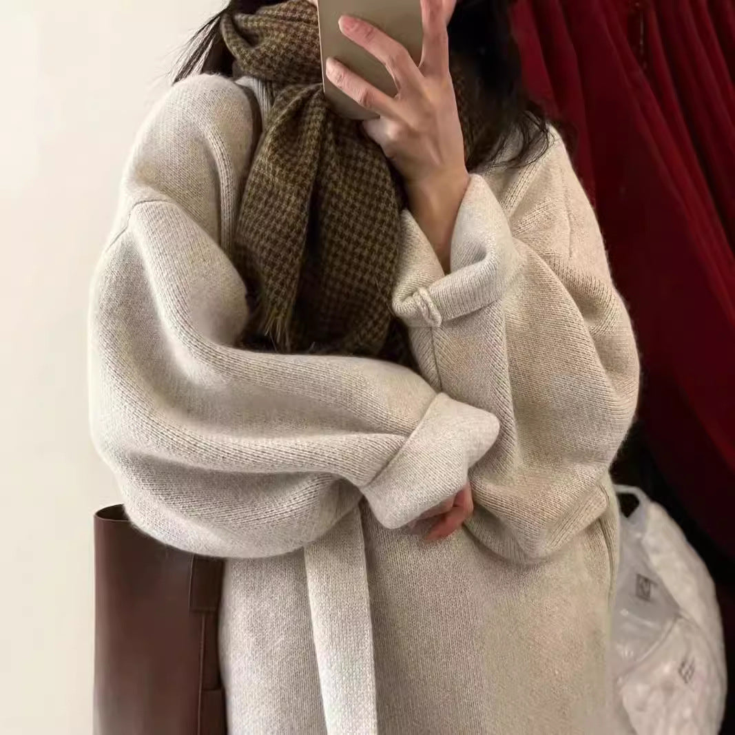 Damen Lässiger Strickpullover mit drapiertem Design und praktischer Taillierung Merchesia