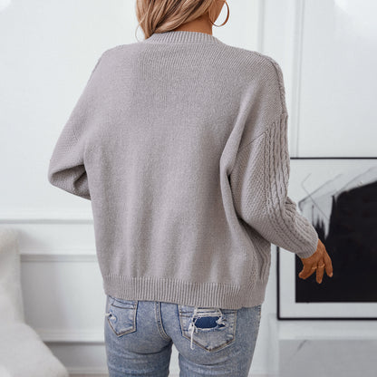 Damen Strickjacke mit dekorativer Struktur und Knöpfen Merchesia