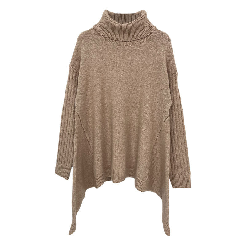Damen lässiger Pullover mit Stehkragen und asymmetrischem Schnitt Merchesia
