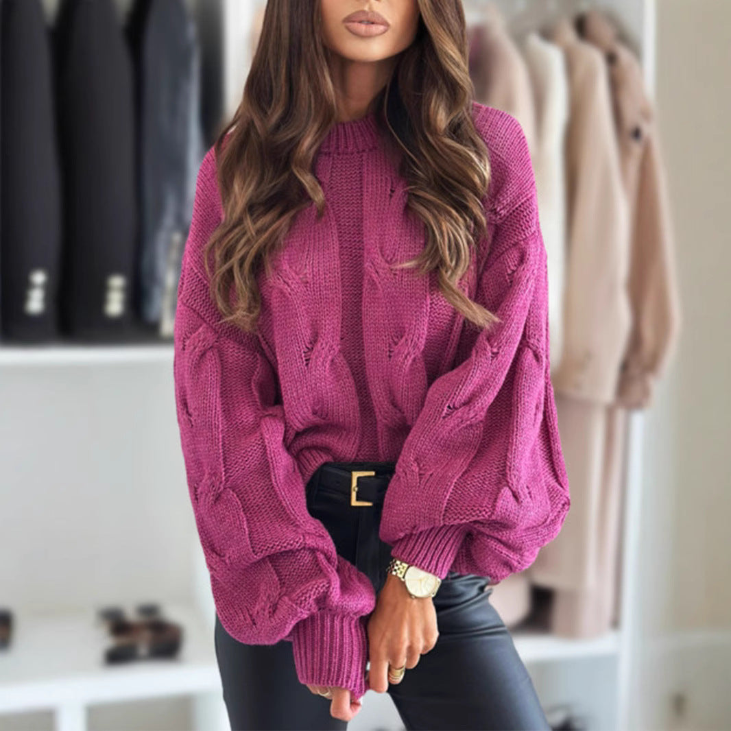 Damen Strickpullover mit Kabelmuster und Oversized-Schnitt Merchesia