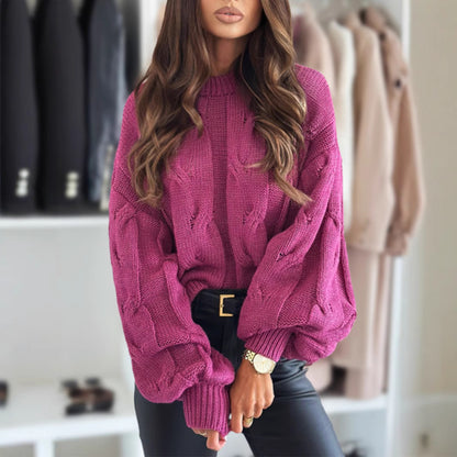 Damen Strickpullover mit Kabelmuster und Oversized-Schnitt Merchesia