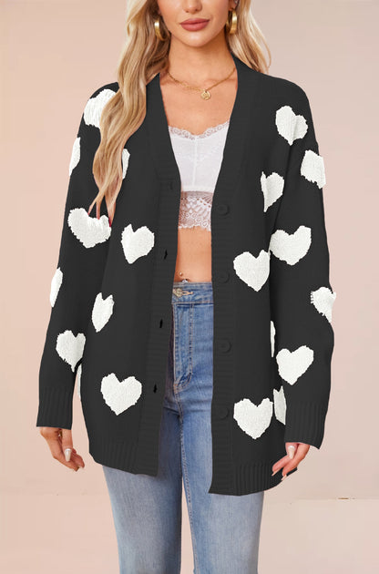 Damen Strickjacke mit Herzmuster und komfortablem Schnitt Merchesia