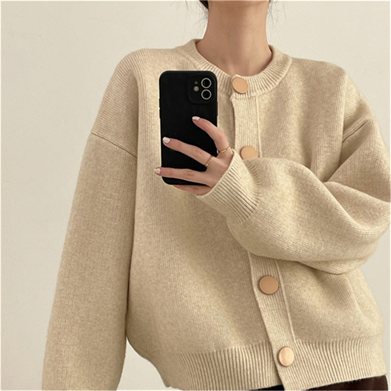 Damen Gemütlicher Strickcardigan mit Knopfdetails und lässigem Schnitt Merchesia