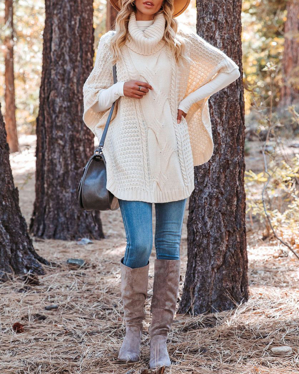 Damen Strickpullover im Poncho-Stil Merchesia