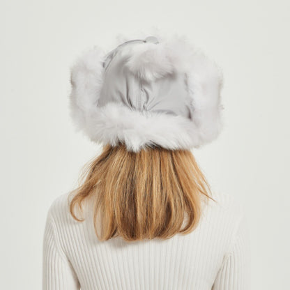 Damen Flauschige Wintermütze mit tierischen Ohren und voluminösem Design Merchesia