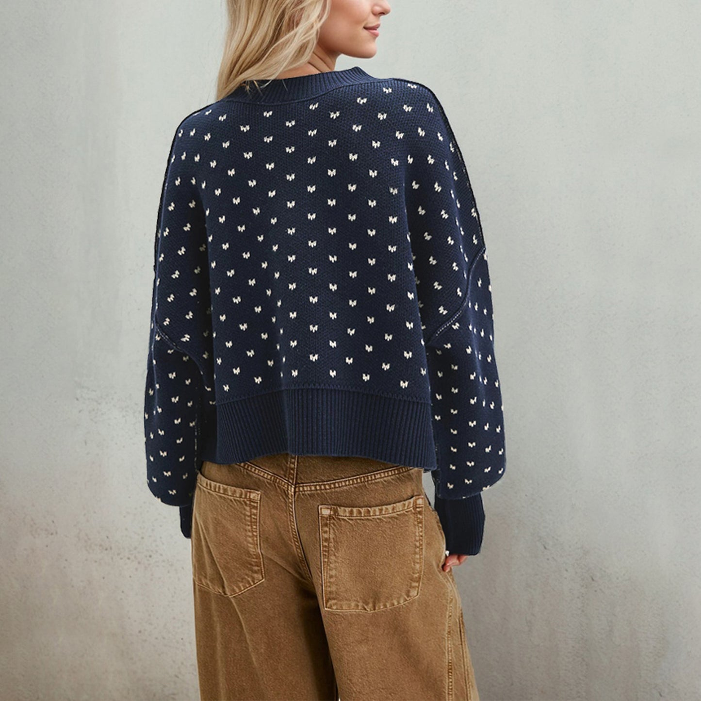 Damen lässiger Pullover mit strukturiertem Design und baumwollartiger Textur Merchesia