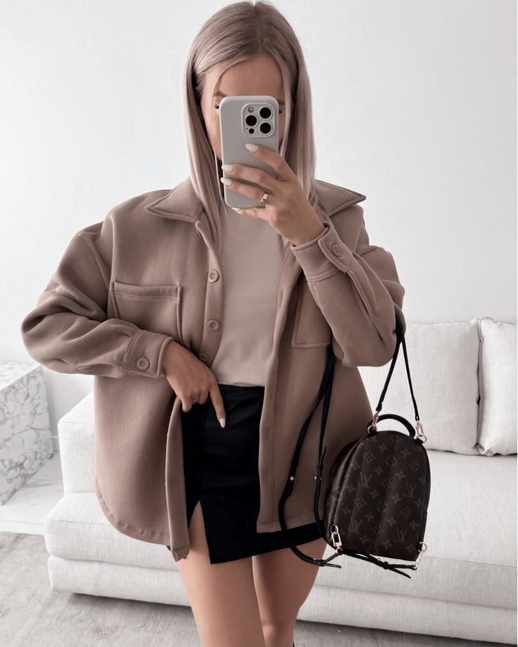 Damen Lässige Overshirtjacke mit praktischen Taschen Merchesia