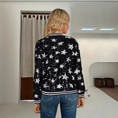 Damen Glitzernde Bomberjacke mit Sternen-Motiv Merchesia