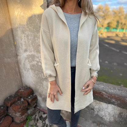 Damen Langärmlige Strickjacke mit Kapuze Merchesia