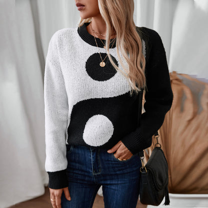 Damen modischer Pullover mit Yin-Yang-Motiv Merchesia