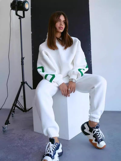 Damen Oversized Freizeitanzug mit Kapuze und elastischen Bündchen Merchesia