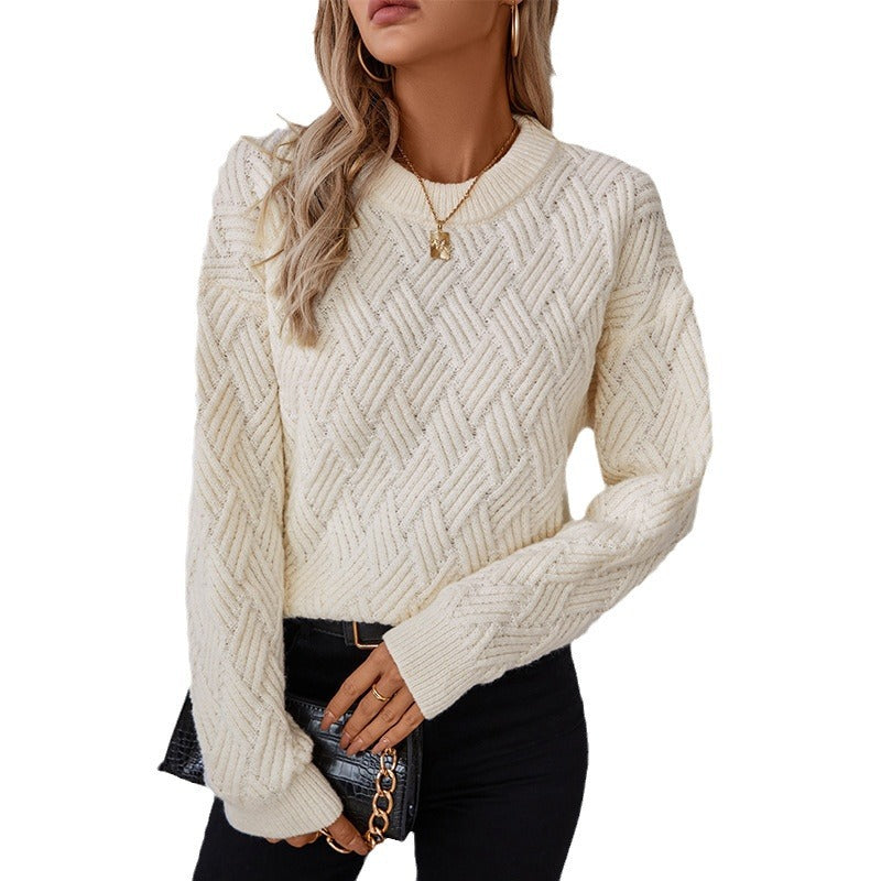 Damen Strickpullover mit modernem Strukturmuster und bequemer Passform Merchesia