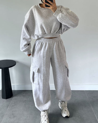 Damen Bequemer Freizeitanzug mit lässigem Schnitt und praktischen Taschen Merchesia