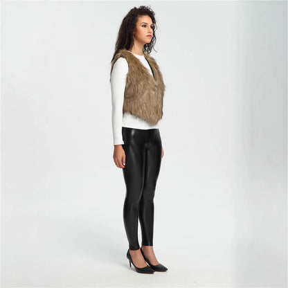 Damen Flauschige Kunstpelzweste mit asymmetrischem Schnitt Merchesia