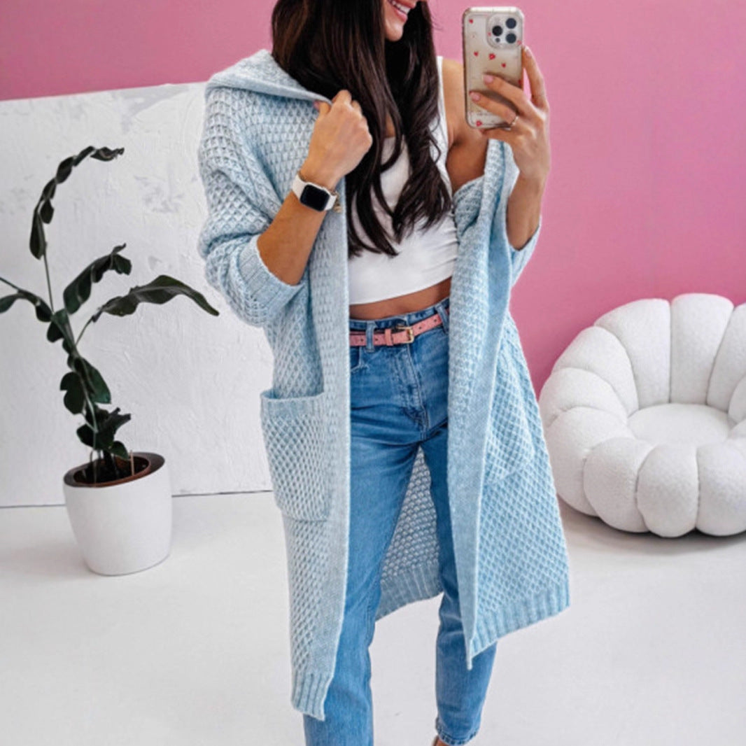 Damen Strickmantel mit luftiger Maschenstruktur und praktischen Taschen Merchesia