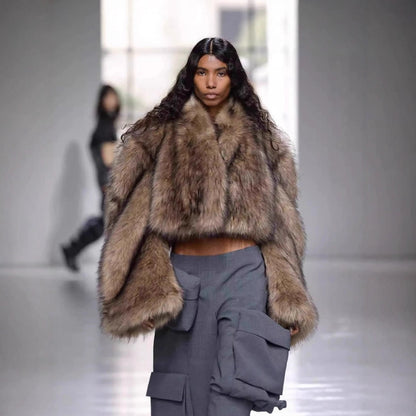 Damen luxuriöser Kunstpelz-Cropped-Bolero Merchesia