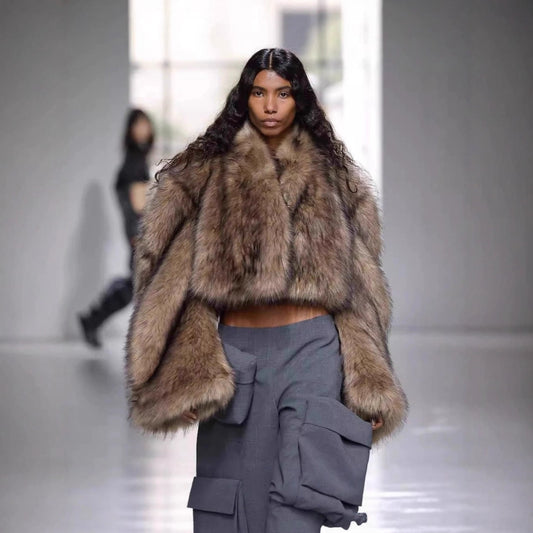 Damen luxuriöser Kunstpelz-Cropped-Bolero Merchesia