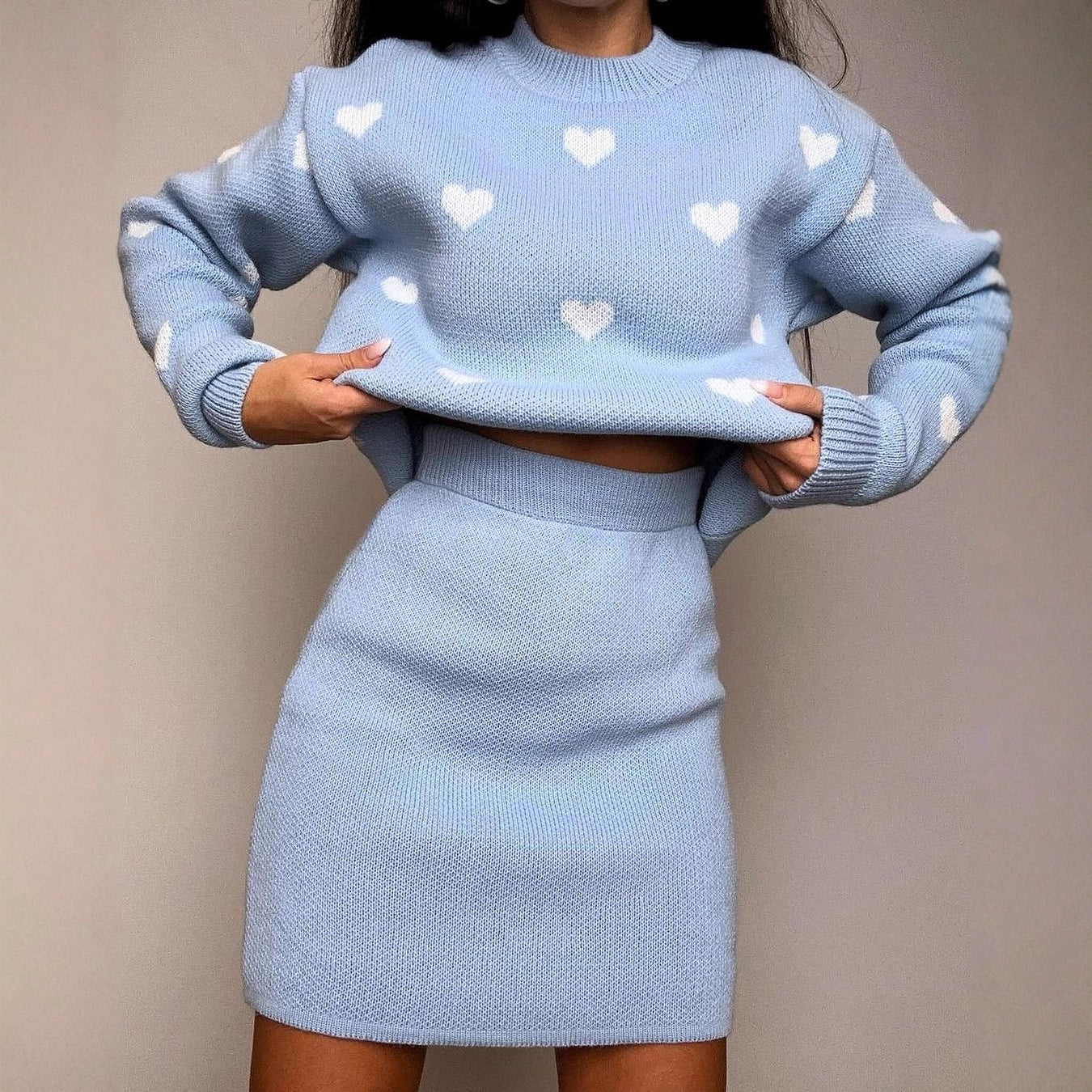 Damen Gemusterter Pullover mit Herzmotiven Merchesia