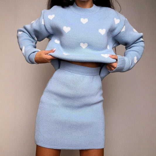 Damen Gemusterter Pullover mit Herzmotiven Merchesia