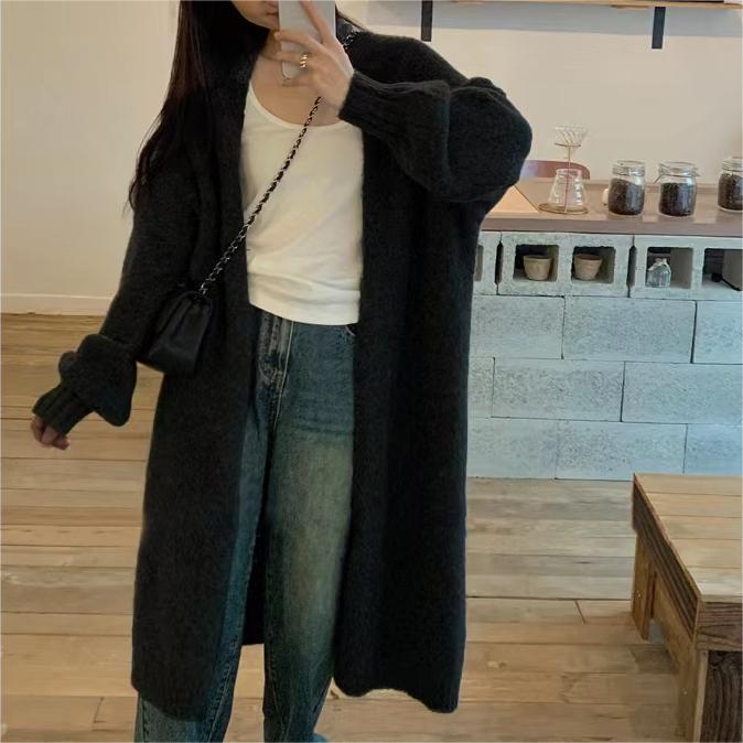 Damen Kuscheliger Strickcardigan mit lässigem Schnitt und weitem Kragen Merchesia