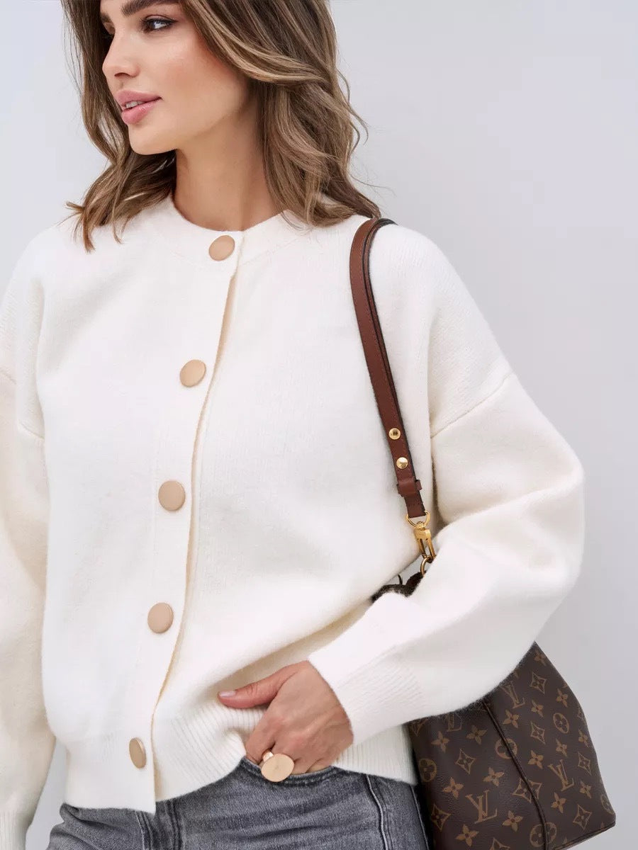 Damen Gemütlicher Strickcardigan mit Knopfdetails und lässigem Schnitt Merchesia