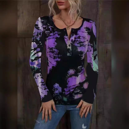 Damen Langarmshirt mit buntem Farbverlauf Merchesia