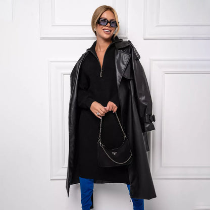 Damen Strickkleid mit hohem Kragen und Reißverschluss Merchesia