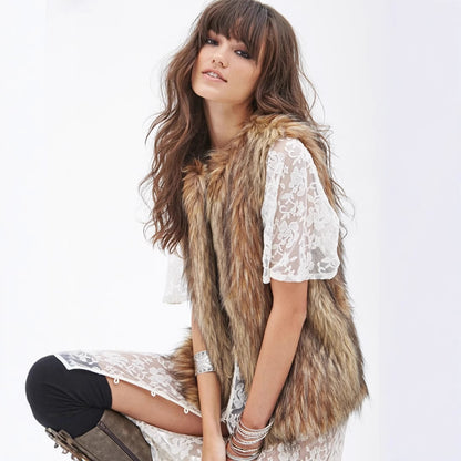 Damen Elegante Kunstpelzweste mit modernem Schnitt Merchesia