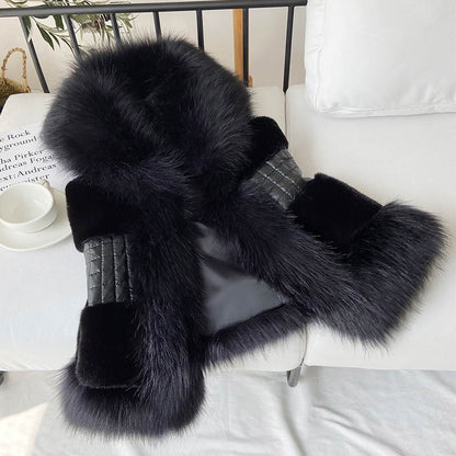 Damen Elegante Kunstpelz-Weste mit Stehkragen und glänzendem Gürtel Merchesia