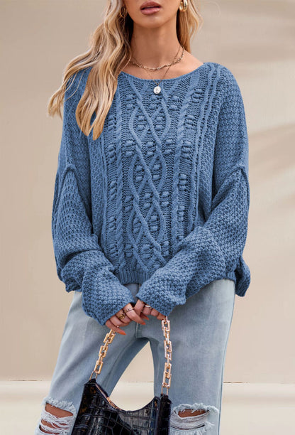 Damen Grobstrickpullover mit besonderen Details Merchesia