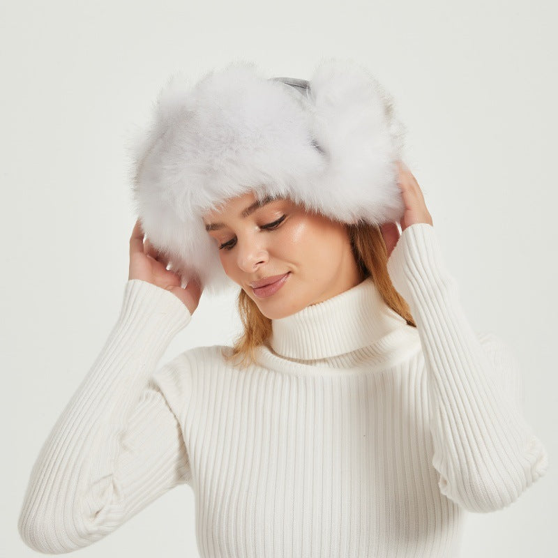 Damen Flauschige Wintermütze mit tierischen Ohren und voluminösem Design Merchesia