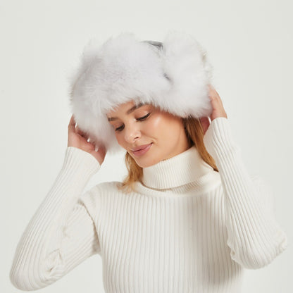Damen Flauschige Wintermütze mit tierischen Ohren und voluminösem Design Merchesia